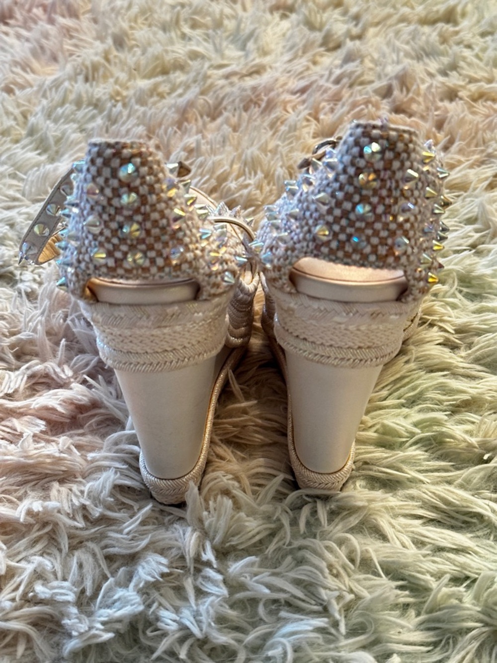 CHRISTIAN LOUBOUTIN Madmonica 120 White Leather Wedges Size 40 - Picture 8 of 10